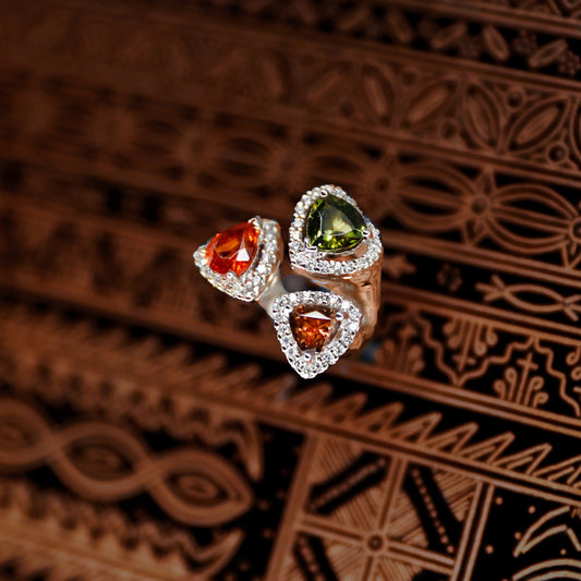 Trio Tourmaline and Diamond Ring