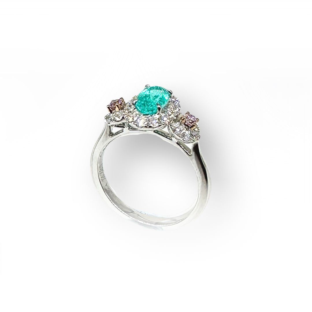 Brazilian Paraiba Tourmaline & Pink Diamond Ring