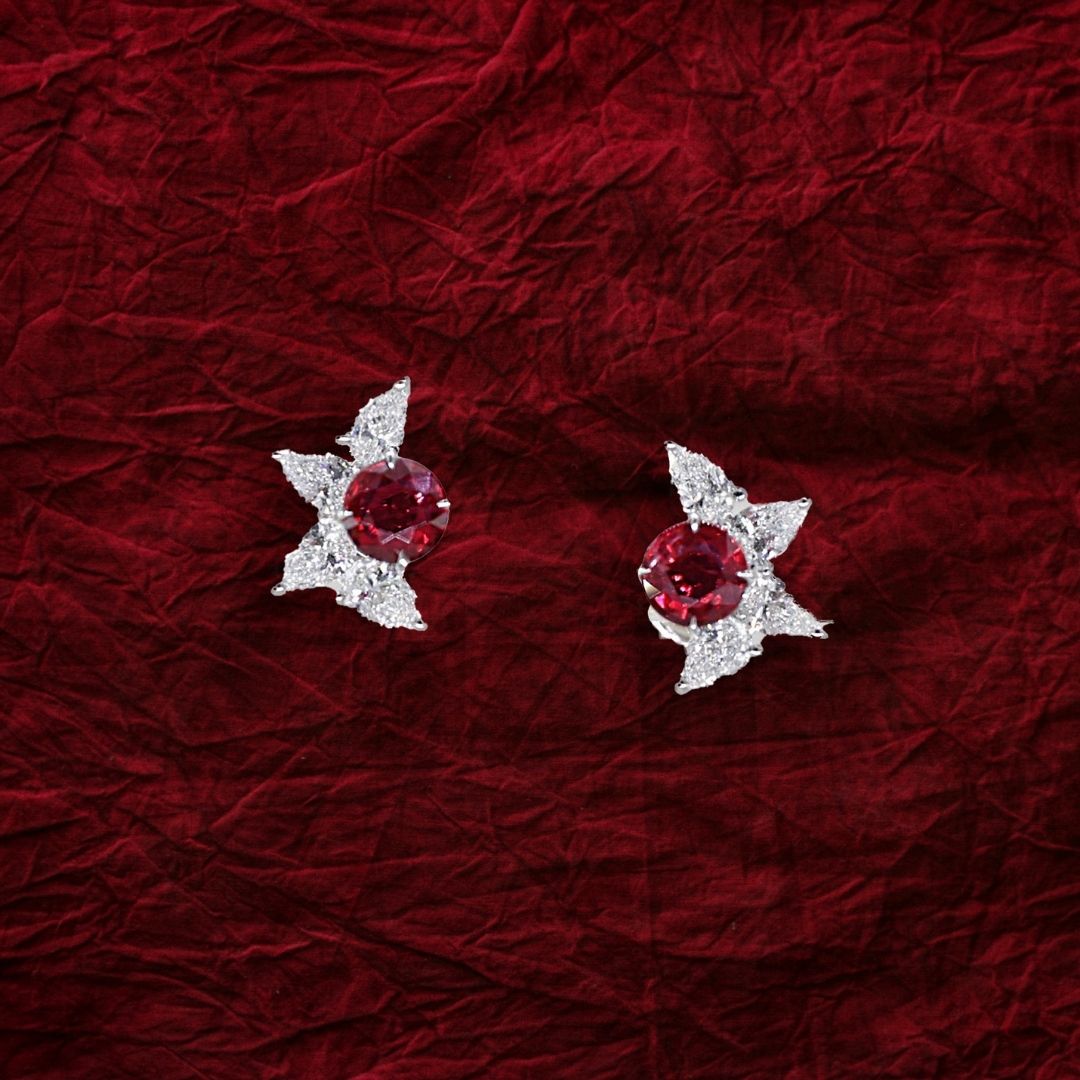 Fire and Frost - Ruby and Diamond Earrings