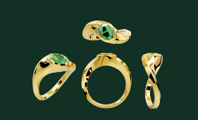 Green Tourmaline Wave Ring