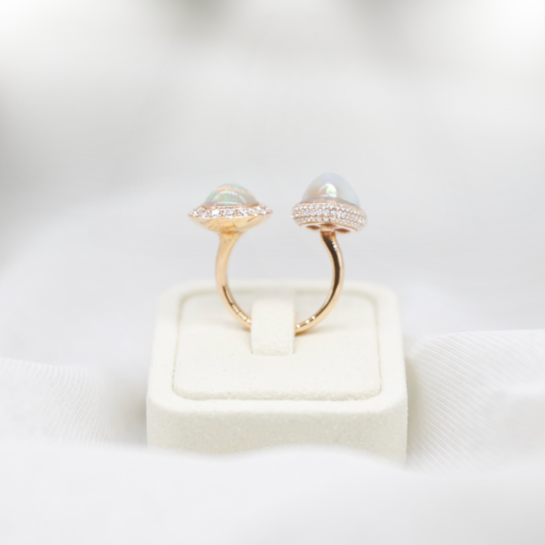 Dreamy Opal & Mabe Pearl Open Ring