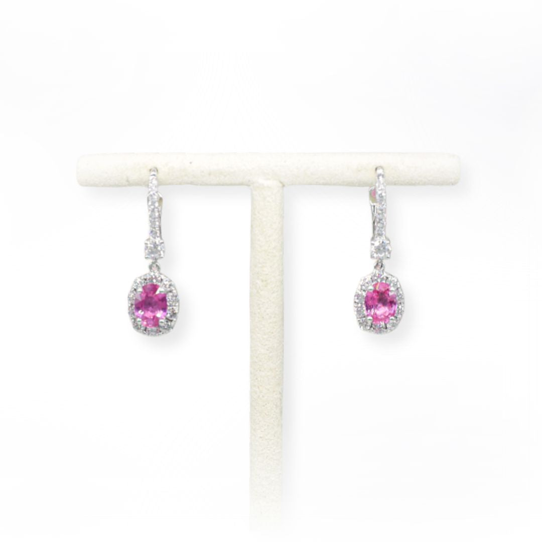 Pink Sapphire and Diamond Earrings