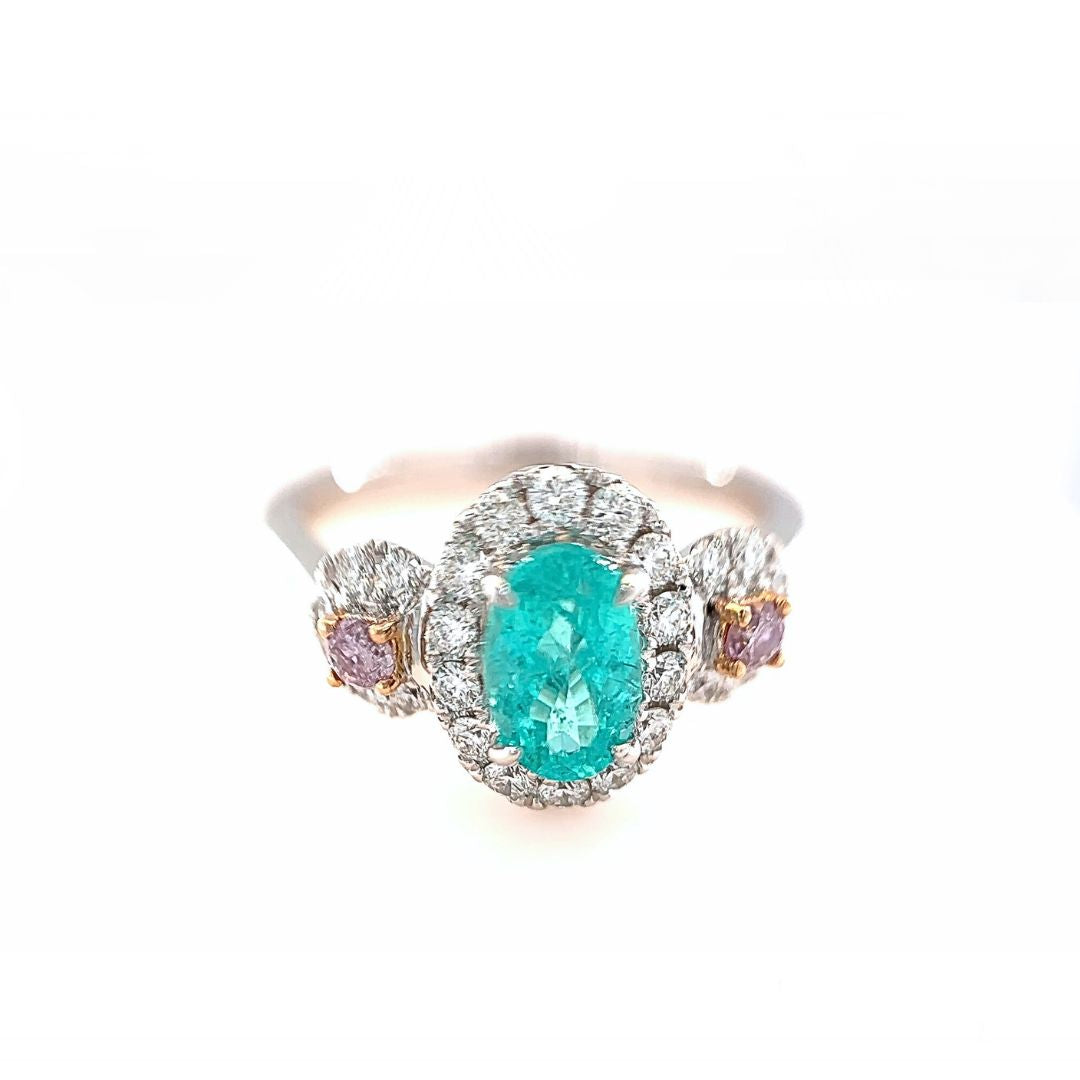 Brazilian Paraiba Tourmaline & Pink Diamond Ring