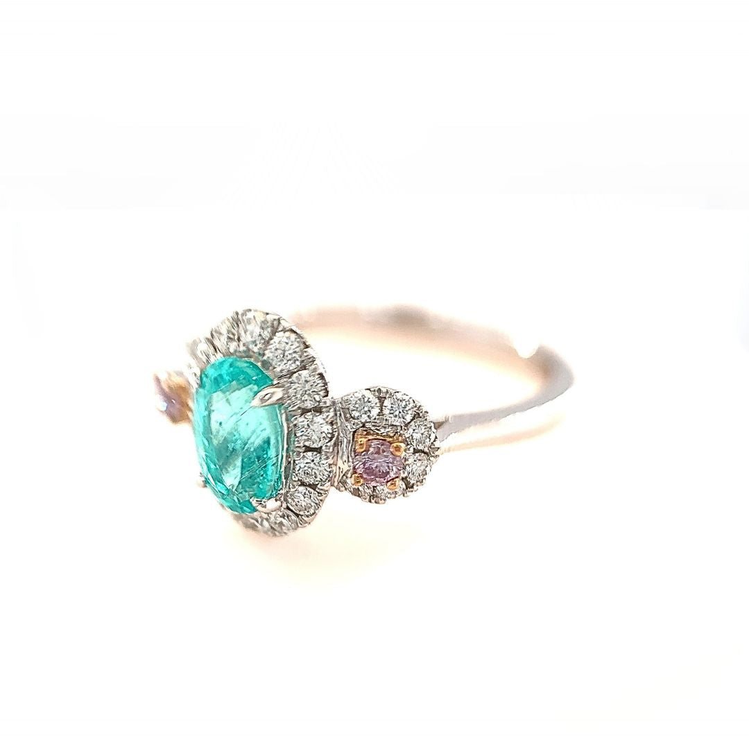 Brazilian Paraiba Tourmaline & Pink Diamond Ring