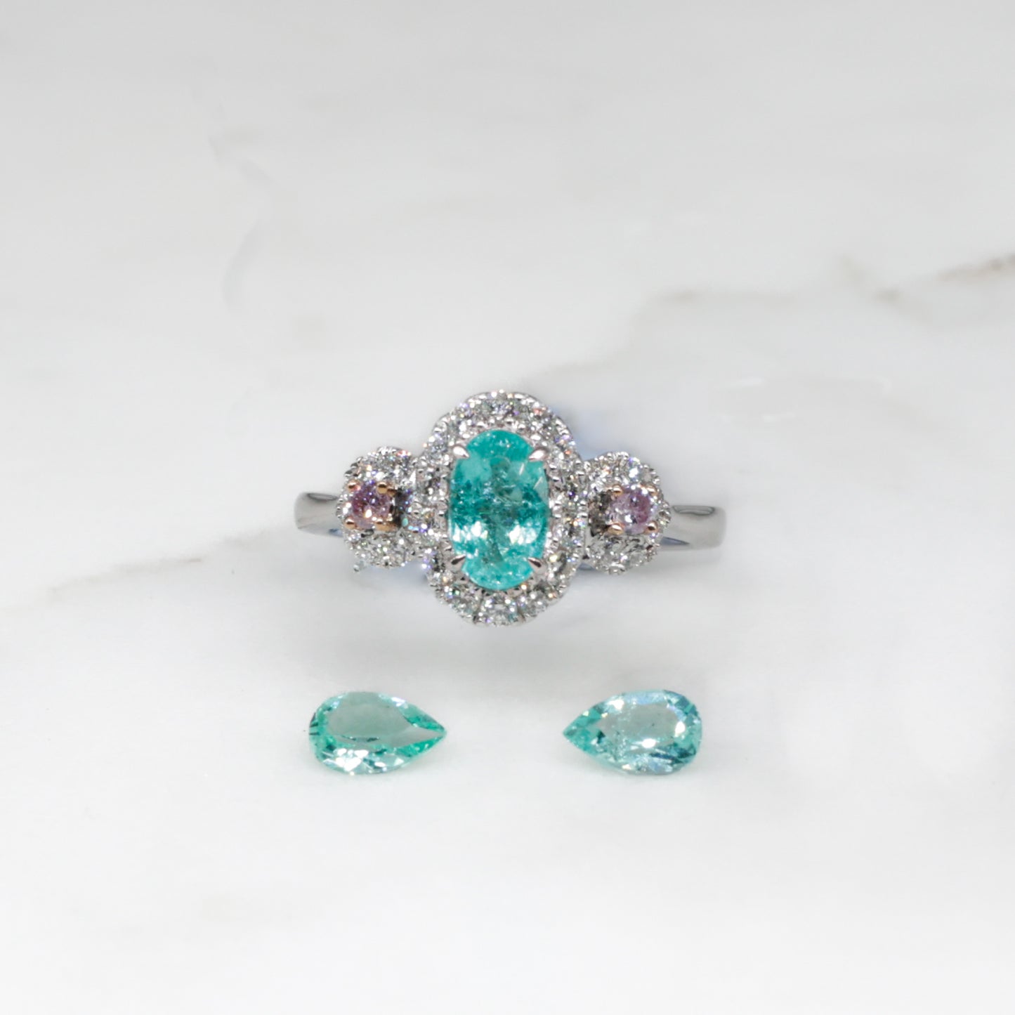 Brazilian Paraiba Tourmaline & Pink Diamond Ring