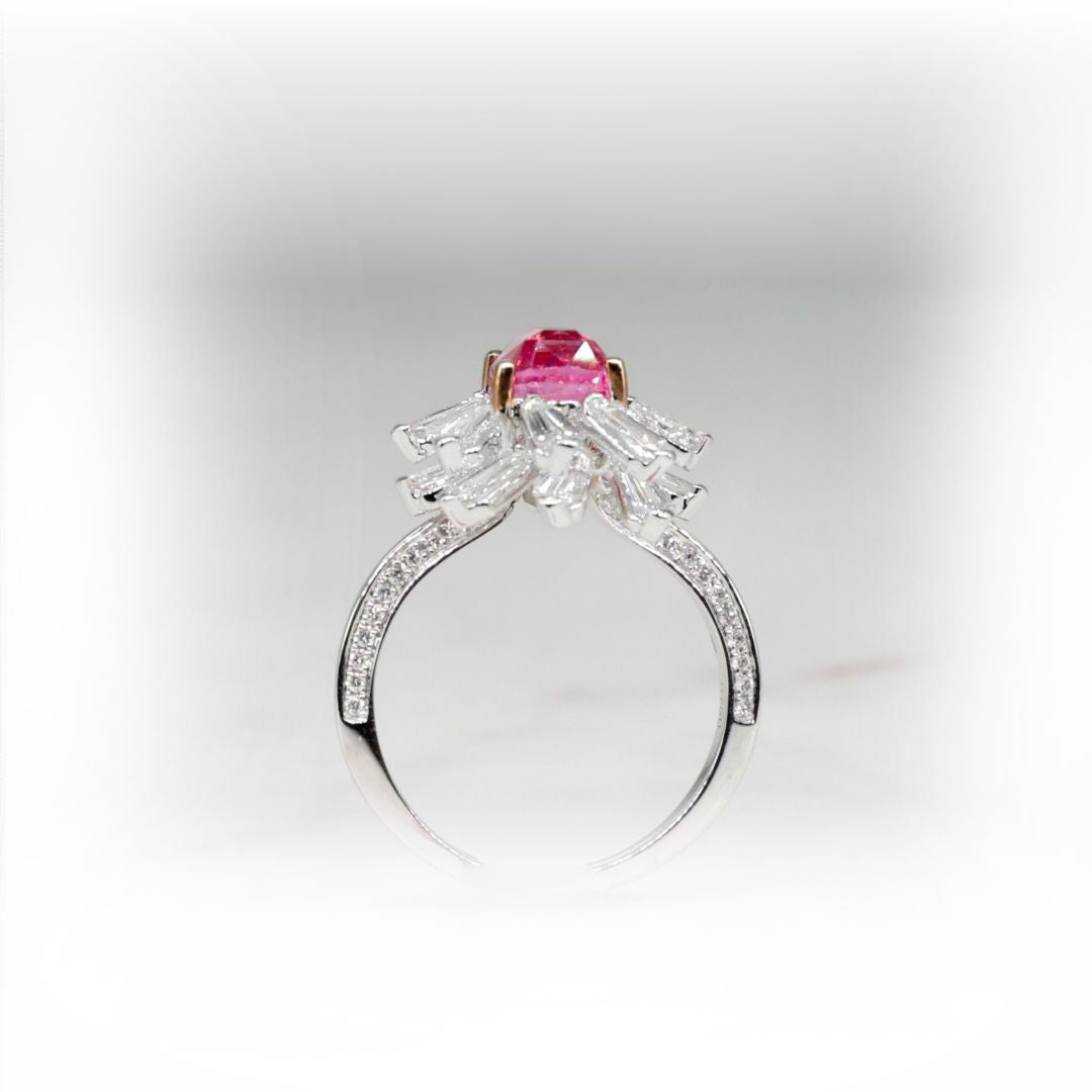 Pink Spinel & Diamond Ring