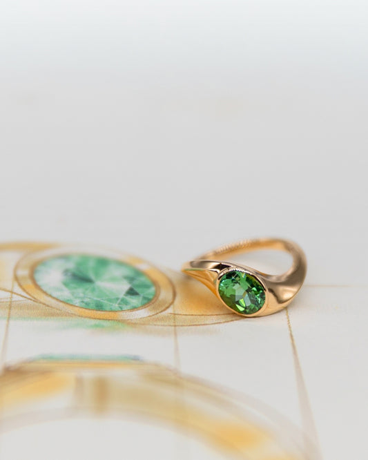 Green tourmaline wave ring by Stefania's Stones and Metier ORIGINE Collection