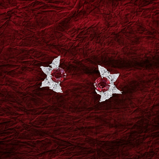 Fire and Frost - Ruby and Diamond Earrings
