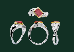 Red Garnet Wave Ring