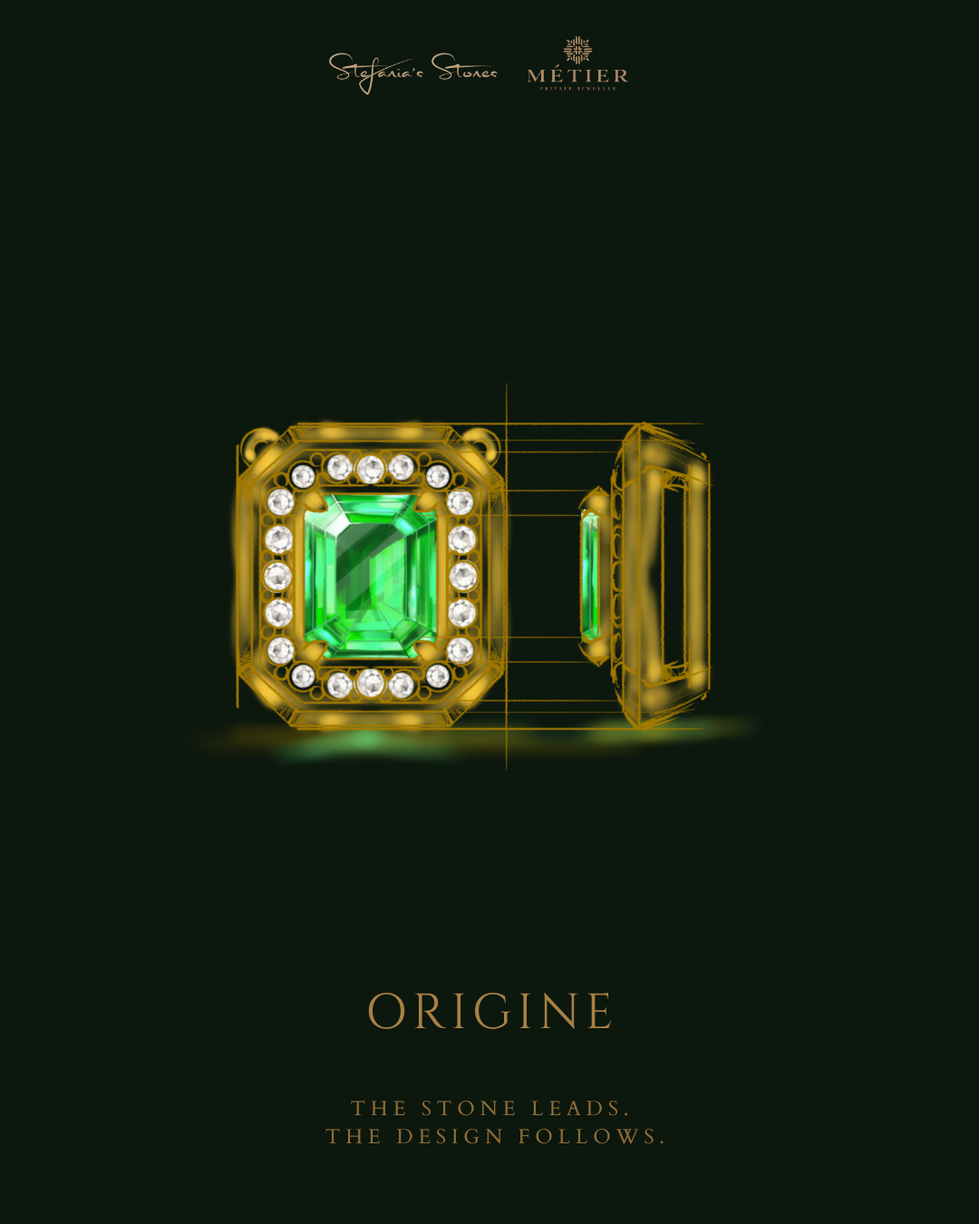Sketch of tourmaline gallery pendant by Stefania's Stones